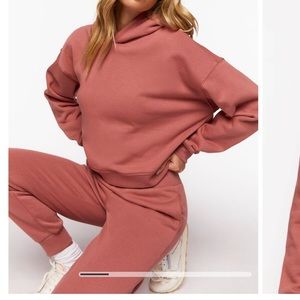 Matching Sweat Suit Set in Rose Color | Sweat Pants, Pullover Crew neck